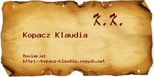 Kopacz Klaudia névjegykártya